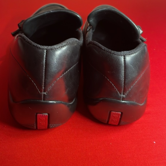 PRADA MENS’ BLACK LEATHER SLIP ON SHOES WITH BUCKLE (6.5) - Picture 12 of 13